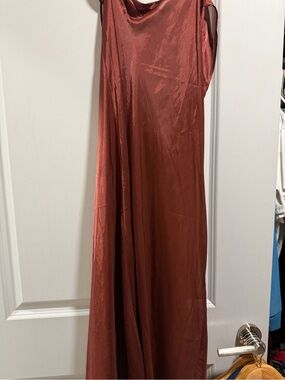 Victoria's Secret Satin sheer maxi Dress in Rust Copper
